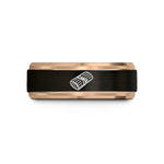 matching bands for couples – black & rose gold tungsten tamale wedding band