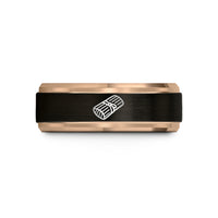 matching bands for couples – black & rose gold tungsten tamale wedding band
