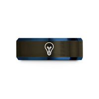 men’s black tungsten band – gunmetal & blue tungsten light bulb wedding band