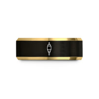engraved tungsten ring gift – black & gold tungsten rca plug wedding band