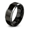 The Fool – Tungsten Wedding Band, 8 mm, Black, Grey Comfort-Fit Unisex
