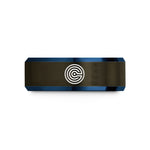 blue tungsten mens band – gunmetal & blue tungsten concentric traces wedding band