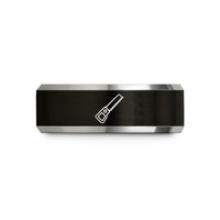engraved ring him gift – black & gray tungsten folding saw wedding band
