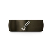 engraved ring him gift – gunmetal & black tungsten folding saw wedding band