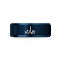engraved tungsten ring him – blue tungsten paris skyline wedding band