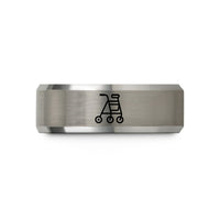 engraved tungsten rings him – black & grey tungsten rollator walker wedding band