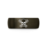 black tungsten ring him – gunmetal & black tungsten skull pistons wedding band