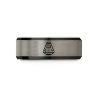 men's wedding band tungsten – black & blue & grey tungsten space capsule wedding band