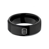 engraved rings for couples – black tungsten database cylinder wedding band