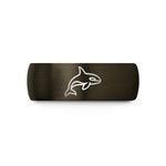 engraved bands for couples – gunmetal & black tungsten orca wedding band