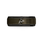 engraved bands for couples – gunmetal & black tungsten orca wedding band