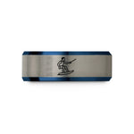 unisex tungsten wedding bands – blue & silver tungsten wakeboarder tow rope wedding band