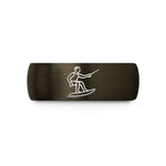couples tungsten wedding bands – gunmetal & blue tungsten wakeboarder tow rope wedding band