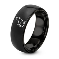 Tungsten Promise Rings for Him – black tungsten cat silhouette ring