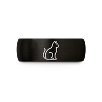promise ring for couples – black tungsten cat silhouette wedding band