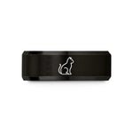 mens tungsten wedding band – black tungsten cat silhouette wedding band