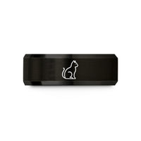 mens tungsten wedding band – black tungsten cat silhouette wedding band