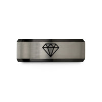 men's tungsten bands wedding – black & gray tungsten diamond plate wedding band