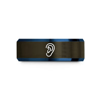 men's wedding bands tungsten – gunmetal & blue tungsten ear wedding band