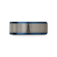 men's metal bands – blue & silver tungsten the shard wedding band