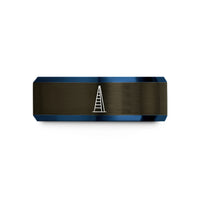 tungsten carbide ring men – gunmetal & blue tungsten the shard wedding band