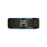 engraved rings for couples – gunmetal & blue tungsten floppy disk wedding band