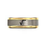 ladies tungsten comfort ring – black & gold & silver tungsten square root wedding band