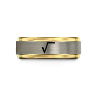 ladies tungsten comfort ring – black & gold & silver tungsten square root wedding band
