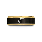 ladies tungsten comfort ring – black & gold tungsten square root wedding band