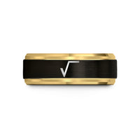 ladies tungsten comfort ring – black & gold tungsten square root wedding band