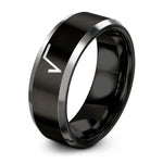 engraved tungsten rings her – black & gray tungsten square root ring
