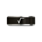 ladies tungsten comfort ring – black & gray tungsten square root wedding band