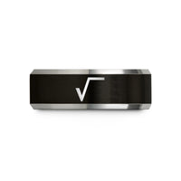 ladies tungsten comfort ring – black & gray tungsten square root wedding band