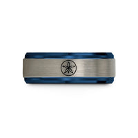 tungsten men ring bands – black & blue & grey tungsten sand dollar wedding band