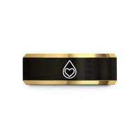 tungsten anniversary ring gift – black & gold tungsten teardrop heart wedding band