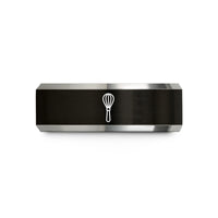 comfort fit tungsten band – black & gray tungsten whisk wedding band
