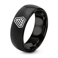 Tungsten Ring Band Set – black tungsten hazard stripes ring