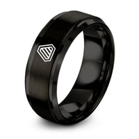 Tungsten Ring Band Set – black tungsten hazard stripes ring
