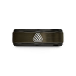 comfort-fit tungsten ring – gunmetal & black tungsten hazard stripes wedding band