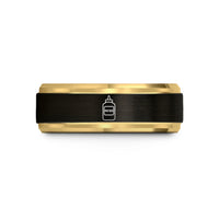 couples matching ring sets – black & gold tungsten mustard bottle wedding band