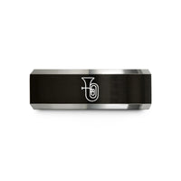 unisex tungsten wedding bands – black & gray tungsten sousaphone wedding band