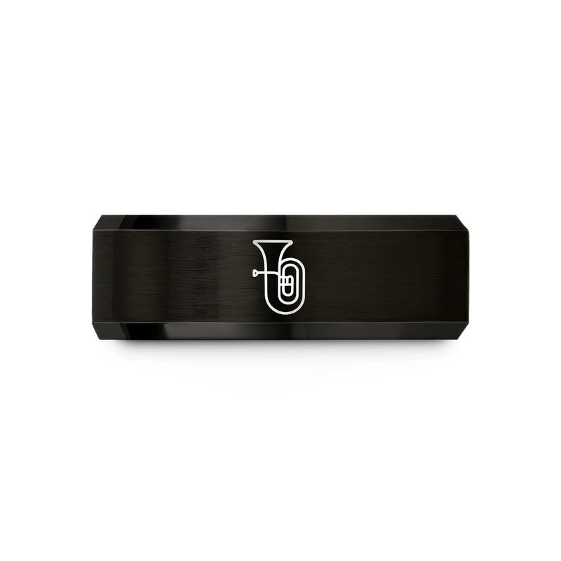 Sousaphone – Tungsten Wedding Band, 8 mm, Black Comfort-Fit Unisex