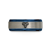 tungsten men wedding ring – black & blue & gray tungsten aries wedding band