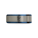 couples matching tungsten rings – black & blue & gray tungsten arrow nock string wedding band