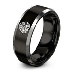 tungsten promise rings couples – black & silver tungsten woodgrain knot ring