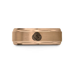 custom engraved rings couples – rose gold tungsten woodgrain knot wedding band