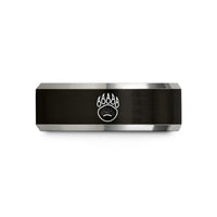 tungsten comfort fit ring – black & gray tungsten bear track wedding band