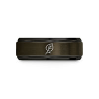 tungsten comfort fit ring – gunmetal & black tungsten birch leaf twig wedding band