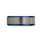 black blue men's ring – black & blue & gray tungsten ethernet plug wedding band