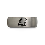 black comfort fit ring – gray tungsten concrete pump truck wedding band